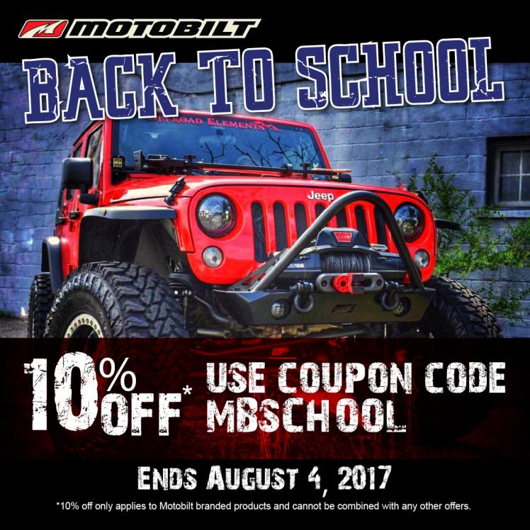 Back to school savings at Motobilt.com