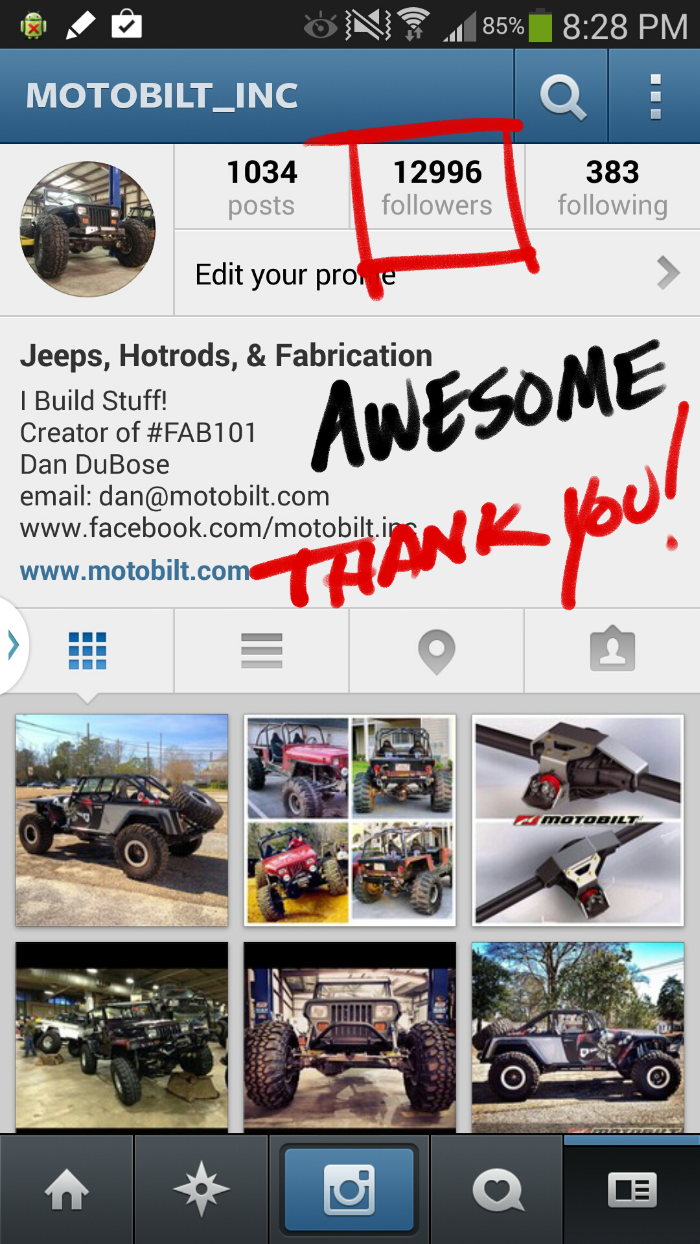 Motobilt on Instagram turned 13000