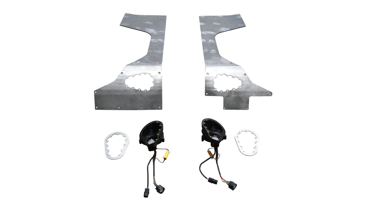 Motobilt Corner Armor 10" Stretch with Tail Light System MB1138 for Jeep JK 2 Door shown with tail lights removed. Tail lights not sold separately