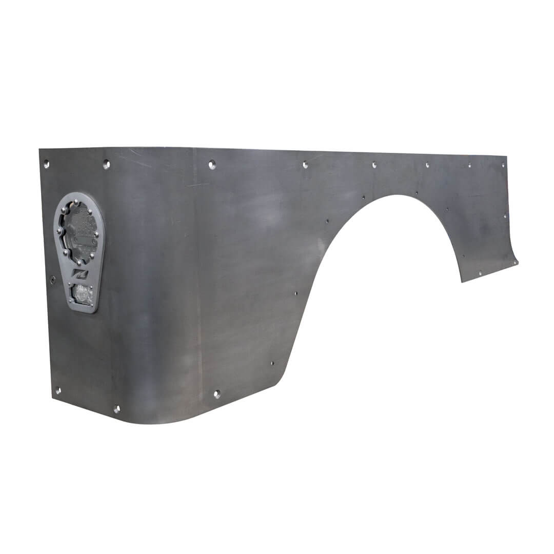 Motobilt Corner Armor for Fold Down Tailgate - With Tail Light System MB1240-TL - Jeep Wrangler LJ 04-06 - Steel shown with optional lights