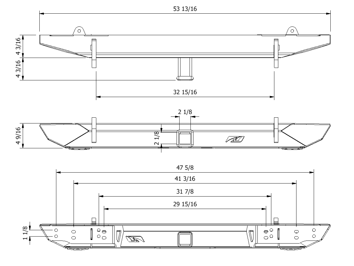 Rear Rock Crawler Bumper w/receiver for Jeep CJ / YJ / TJ / LJ Motobilt