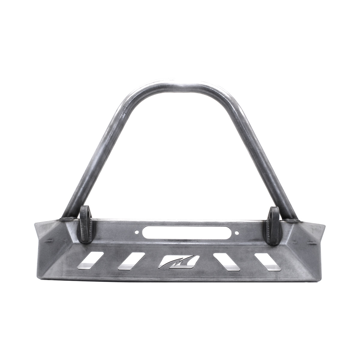 Motobilt Crusher Front Bumper w/ Stinger MB1069-S for Jeep YJ / TJ /LJ front view showing height of stinger