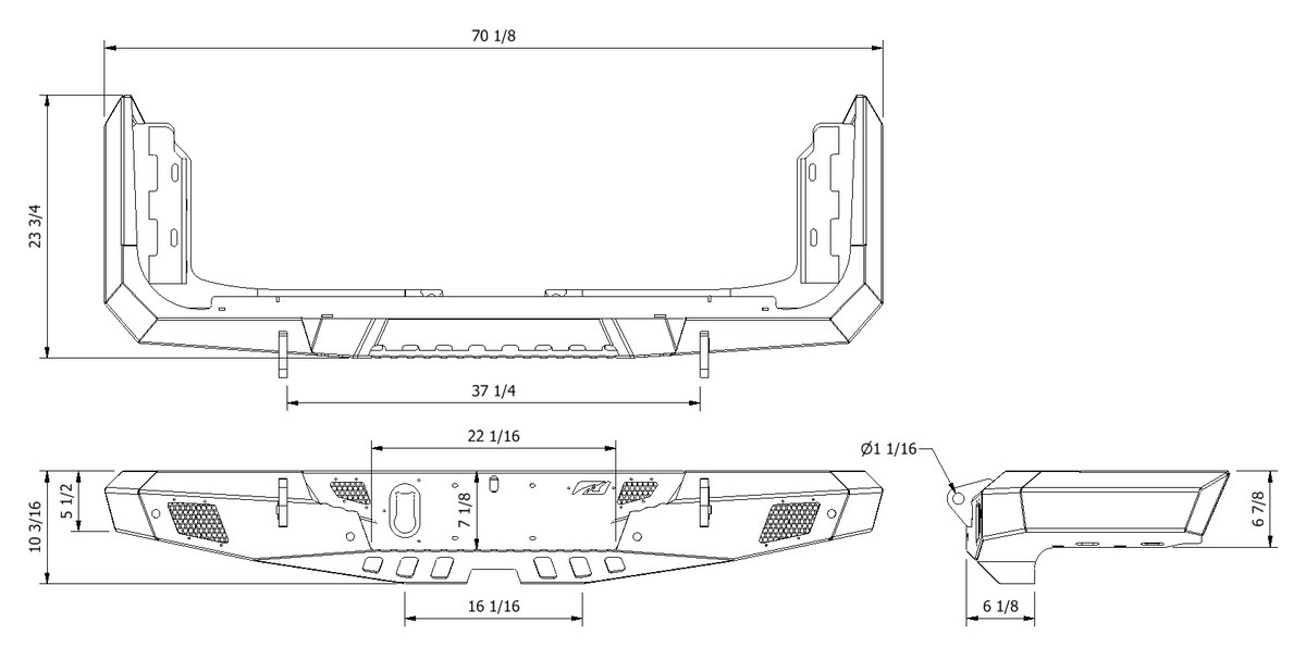 Crusher Rear Bumper for Jeep JT Gladiator Motobilt