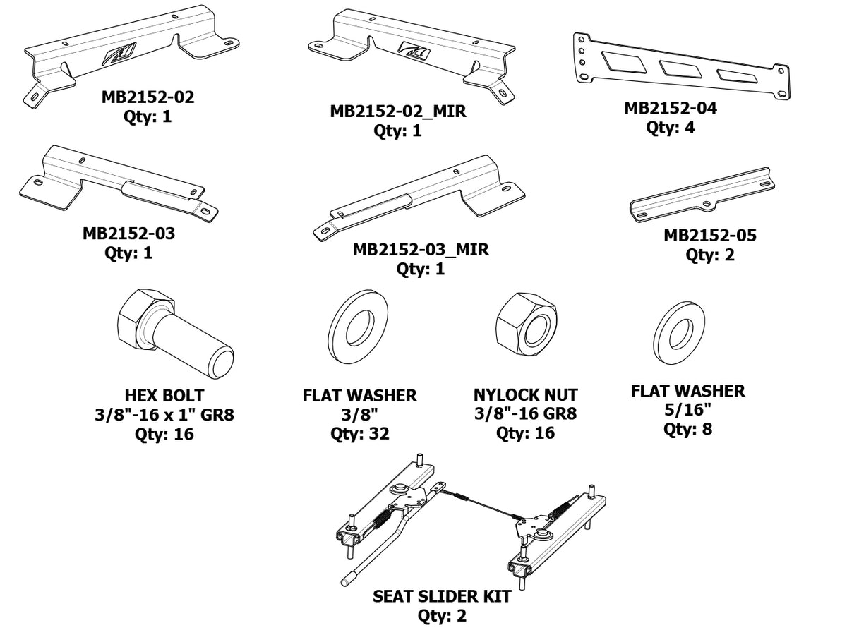 Adjustable Front PRP Seat Mounts for Jeep JL Motobilt
