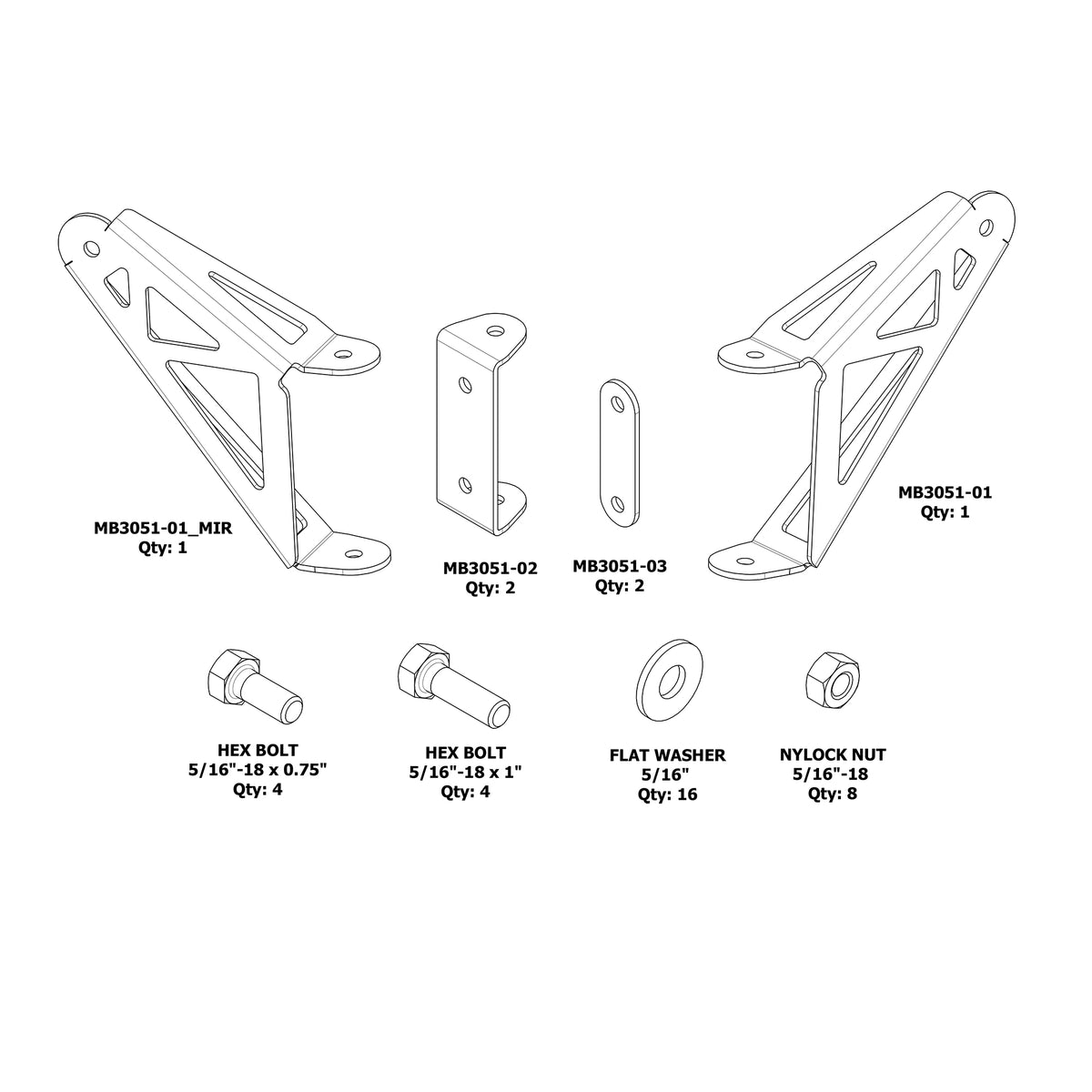 Universal Mirror Brackets Motobilt