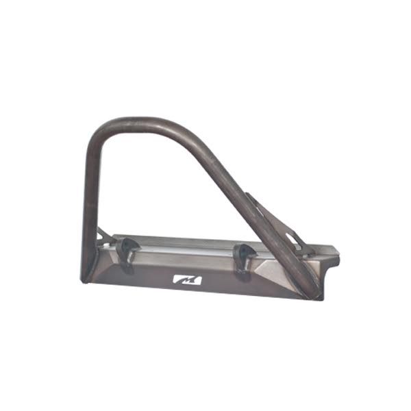 Motobilt Front Stubby Bumper w/Stinger MB1000-S for Jeep CJ drivers side front view shwoing height of stinger