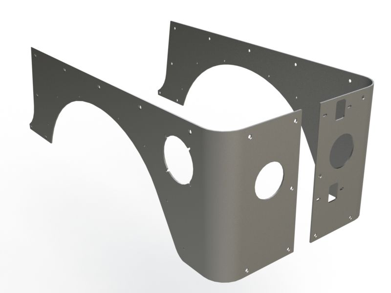 Motobilt Factory Cut Corner Guards MB1055 for Jeep TJ 3/16" steel with cut outs for 4.5" round tail lights, gas filler, and tire carrier hinges