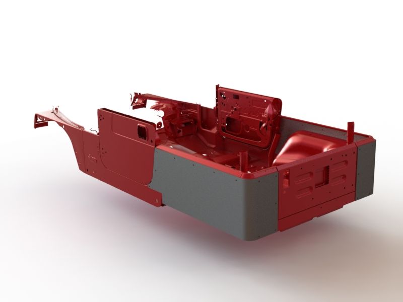 Motobilt Blank Corner Guards MB1057-A for Jeep CJ YJ TJ Aluminum 3/16" thick installed on tj tub in a cad drawing