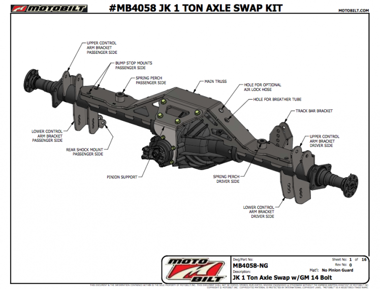 Jeep JK 1 Ton Axle Swap Instructions For The GM 14 Bolt