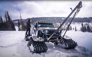 Craziest Recover by a Jeep Gladiator with Snow Tracks!