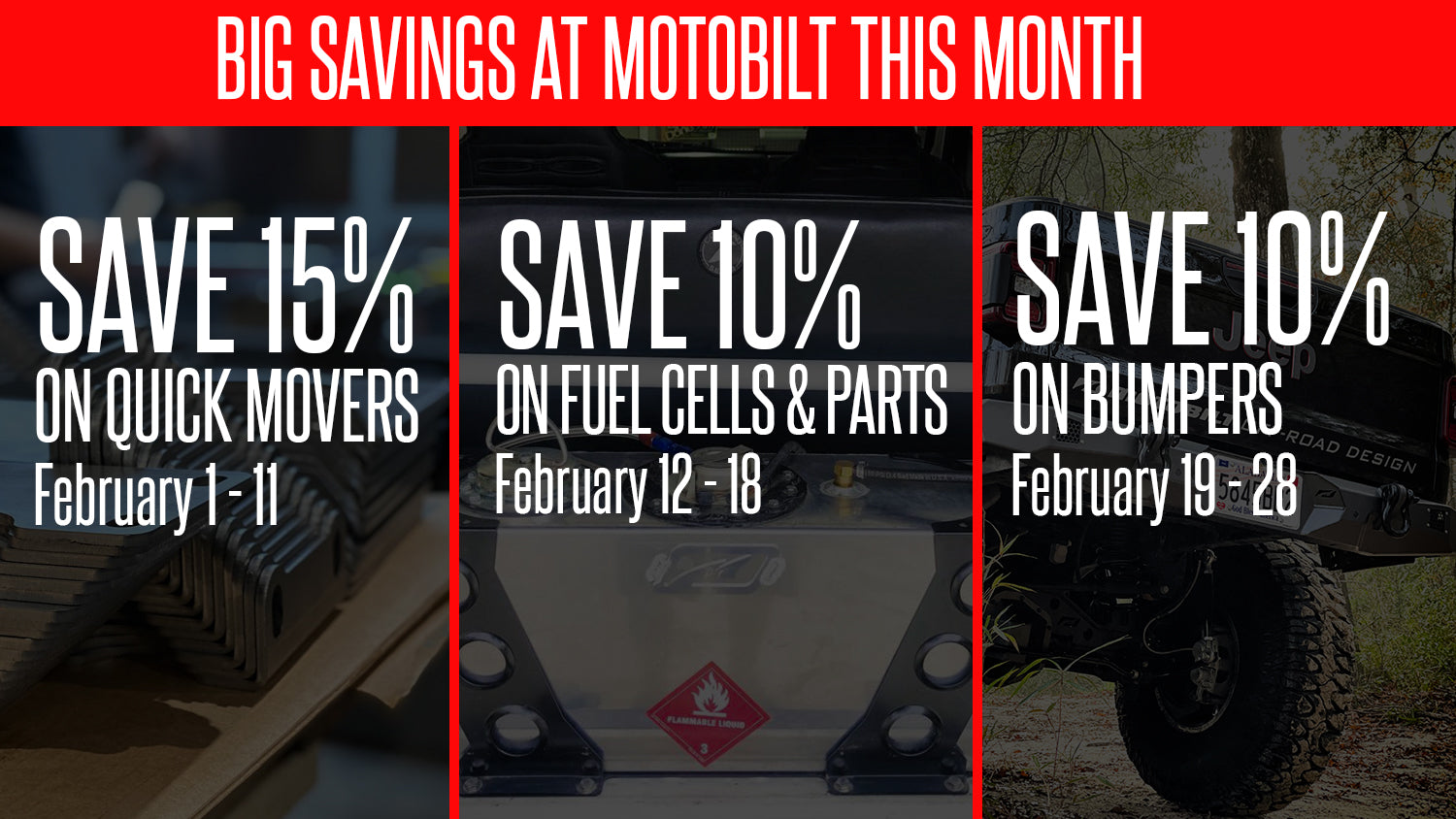 An entire MONTH of savings at Motobilt!