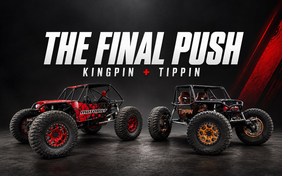 KingPin and Tippin custom rock buggies beneath The Final Push headline on a black and red graphic.