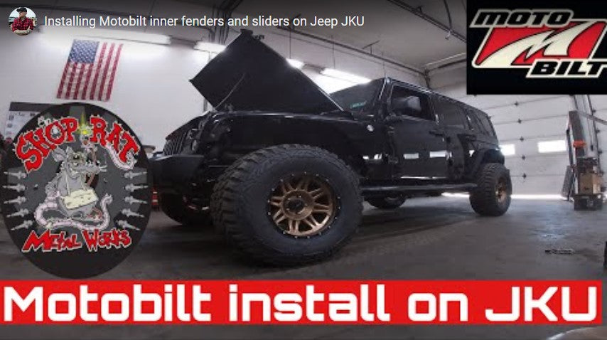 Abe Wine from Shoprat Metal Works Installs Motobilt Inner Fenders and Rocker Guards w/Step on Mrs. Shoprat's Jeep JKU