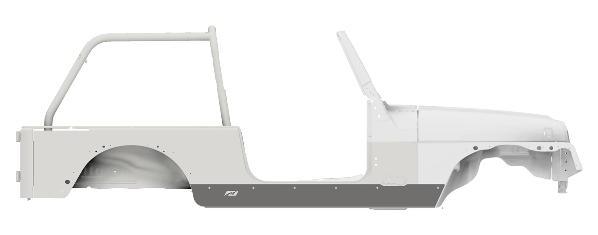 Full Length Rock Guards w/ step for 04-06 Jeep LJ Motobilt