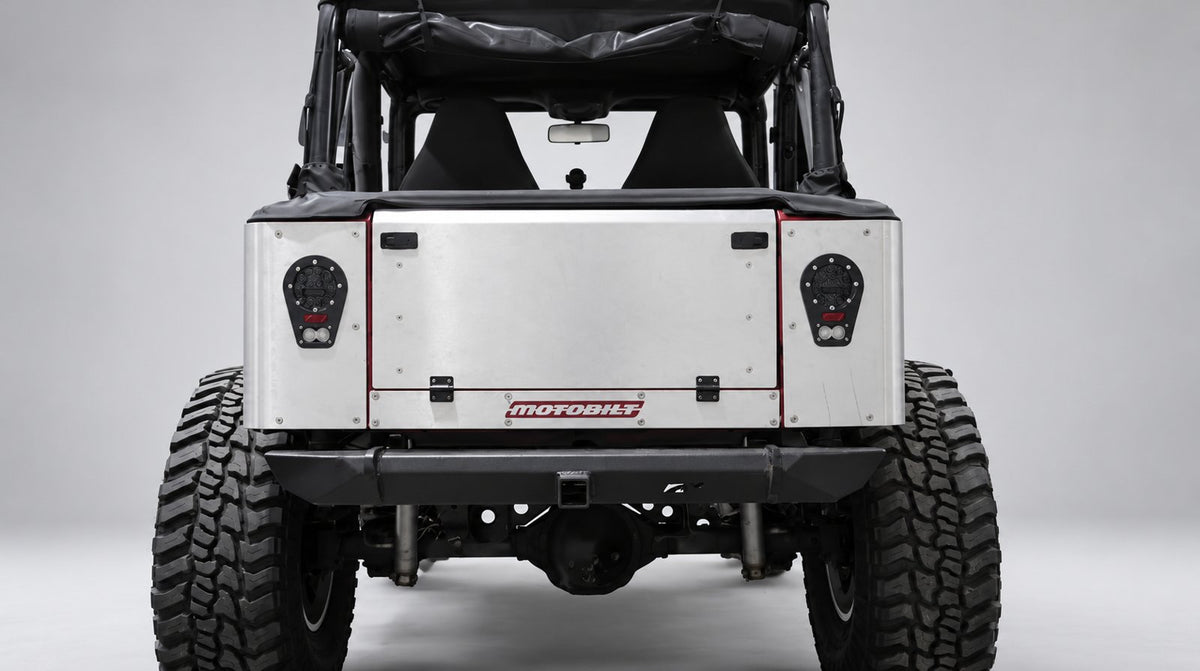 Corner Armor for Fold Down Tailgate - With Tail Light System - Jeep Wrangler TJ 96-06 - Aluminum