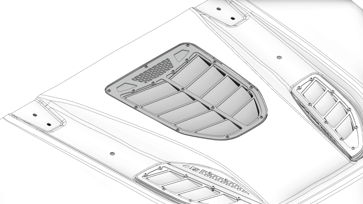 Motobilt Center Hood Vent: Rock Monster USA JK Hood Compatible