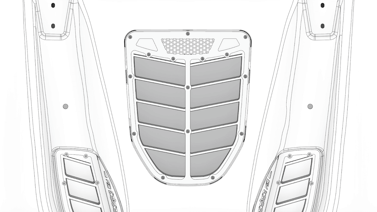 Motobilt Center Hood Vent: Rock Monster USA JK Hood Compatible