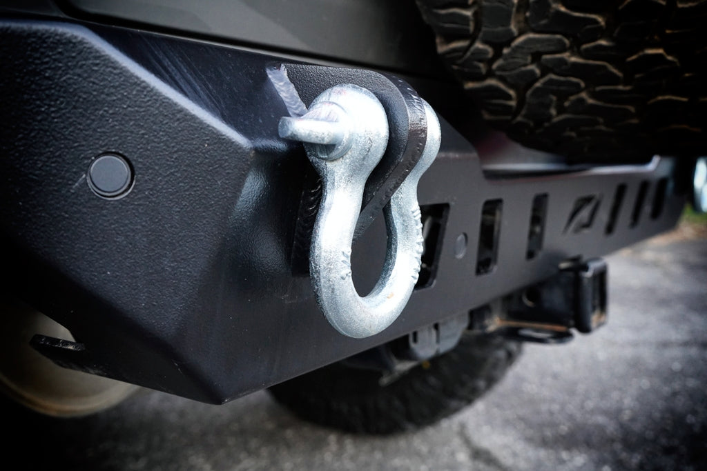 Rear Crusher Bumper w/ Light Mounts w/Spare Tire Cutout for Jeep JL - Motobilt