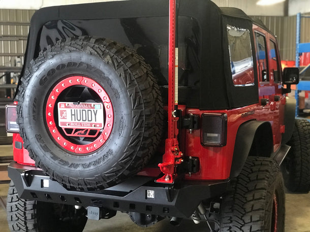 Jsf Tire Rack Spare Tire Carrier w/ Hilift jack mount for Jeep JK / JKU – Motobilt