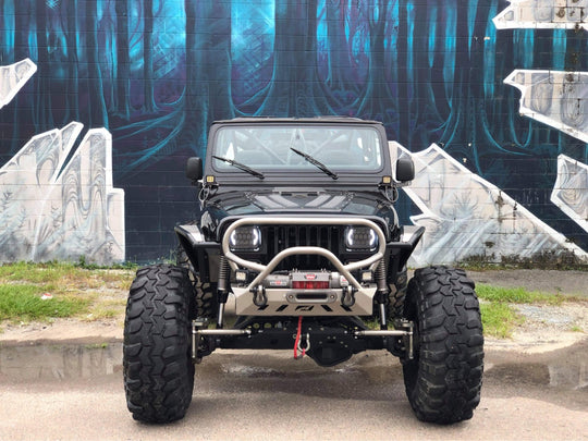 Crusher Series Front Bumper w/ Grill Hoop & Stinger for Jeep YJ / TJ /LJ - Motobilt