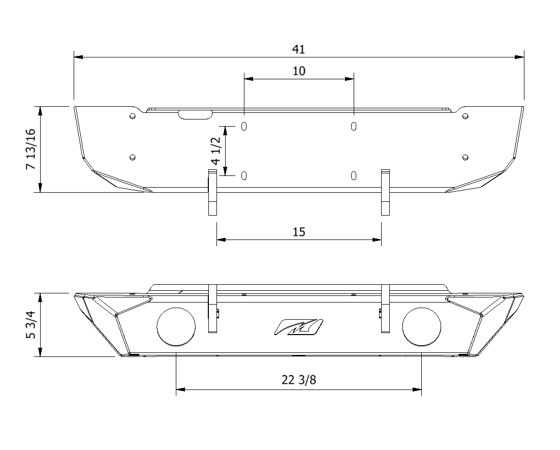 Hatchet Series Front Frame Chop Bumper w/Fog Mounts for Jeep JK / JKU Motobilt