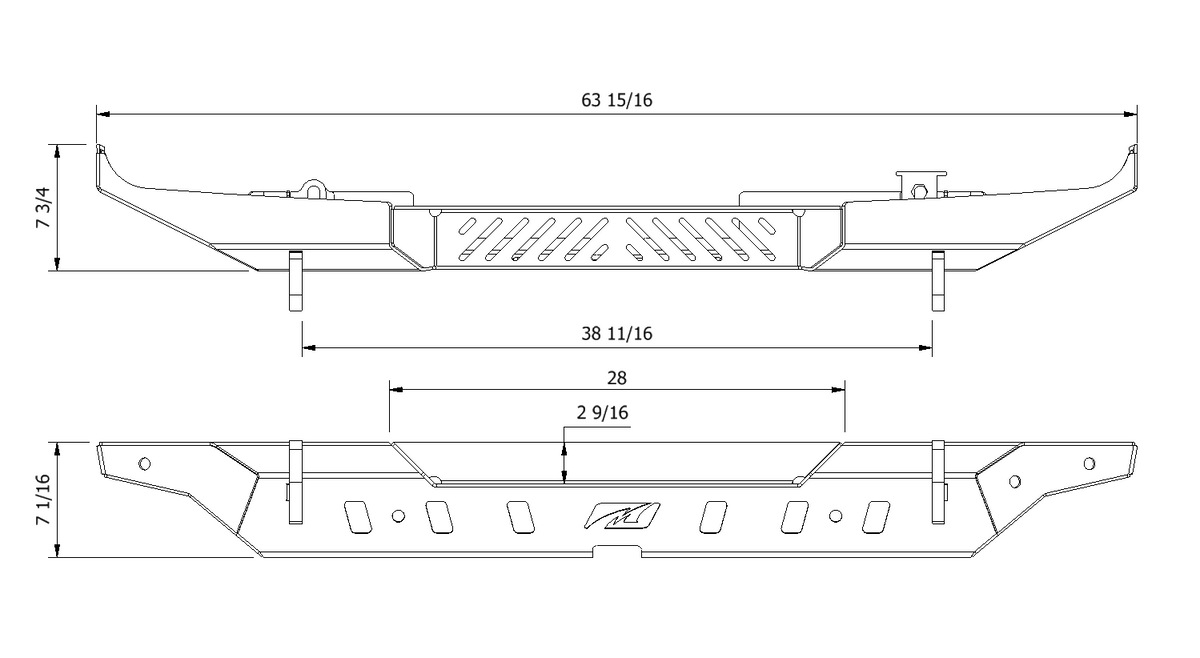 Crusher Rear Bumper w/ Spare Cutout for Jeep JL