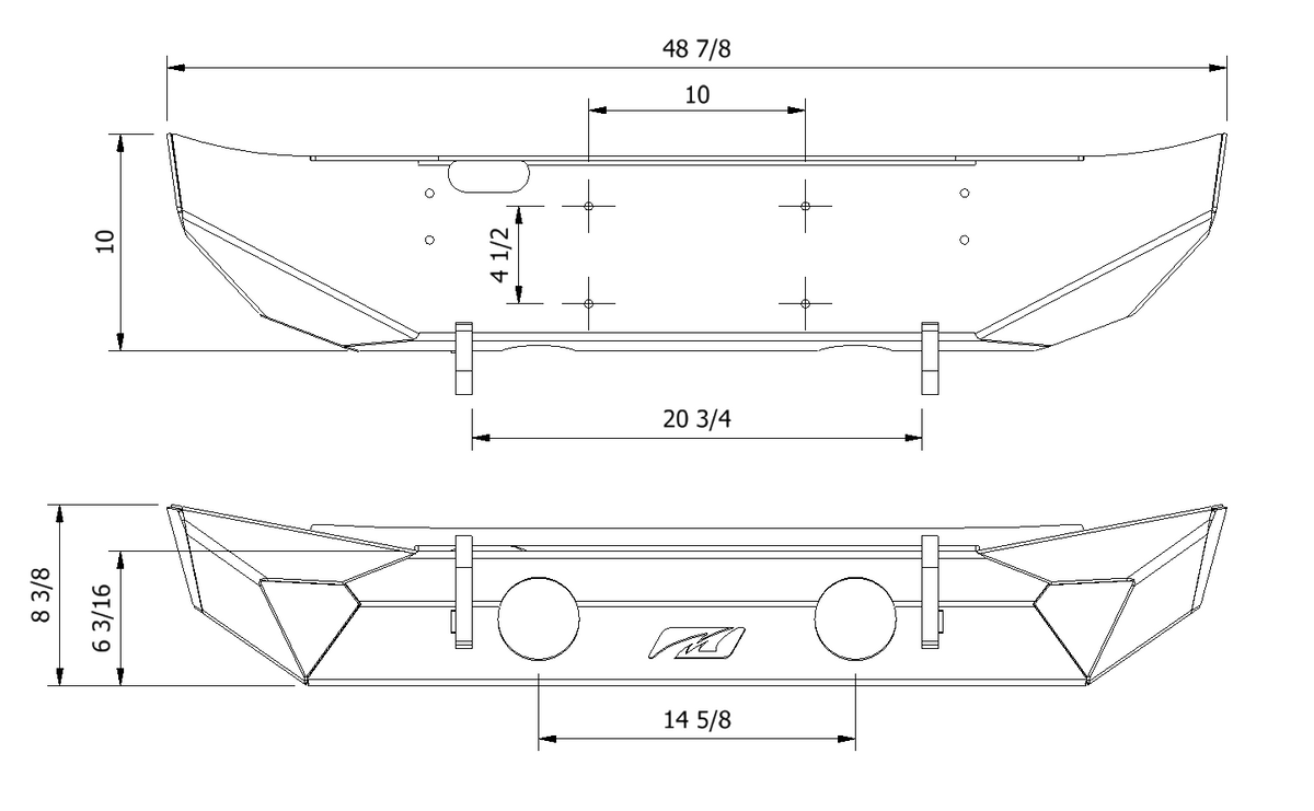 Hammer Front Bumper w/ Fog Mount - fits Jeep JL / JT
