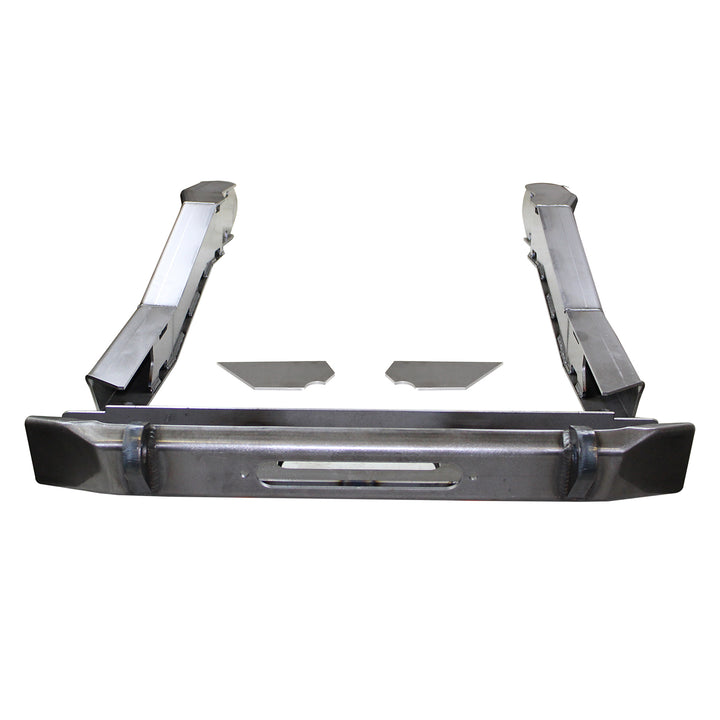 Motobilt Front Half Frame Kit MB3034 for Jeep TJ / LJ / YJ front view showing bumper, frame rails and weld on support plates