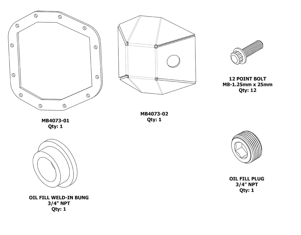 DIY Rubicon Rear DIFF Cover M220 for Jeep JL & JT Motobilt