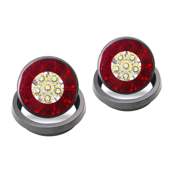 4 Inch Round LED Multi Purpose Tail Lights w Rubber Grommets