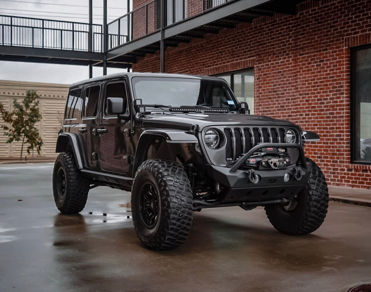 Hammer Front Bumper w/ Bull Bar, Fog Mounts & Skid Plate for Jeep JL ...