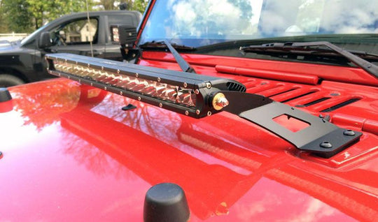 20" LED Single Row Hood Light Mount Kit for Jeep JK - Motobilt