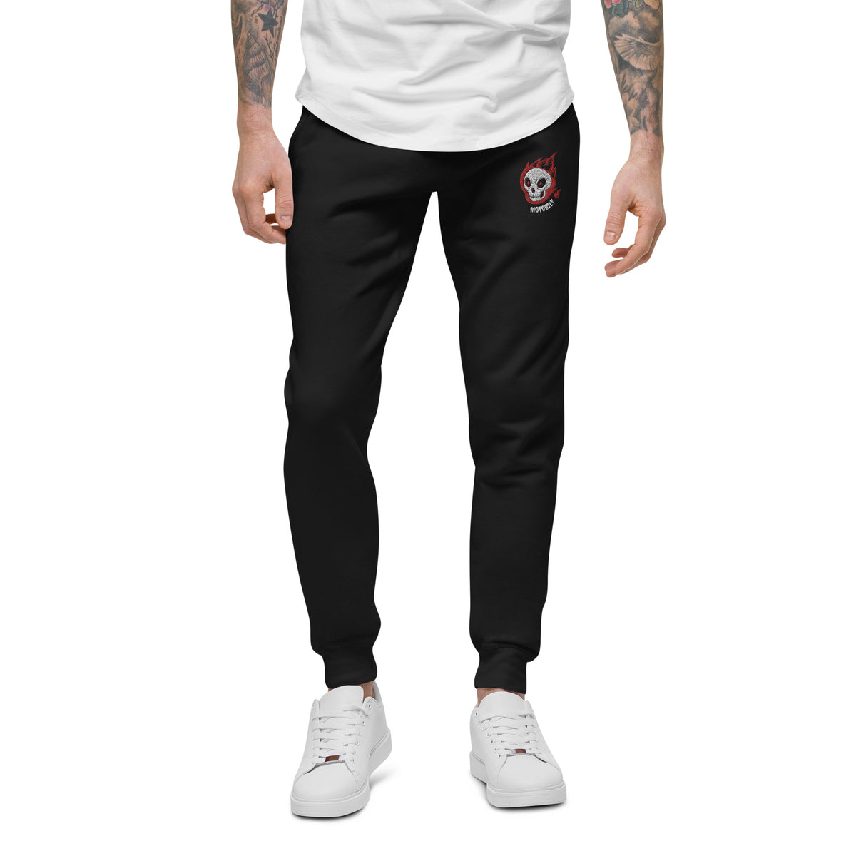 Unisex fleece Motobilt Skulls on Fire sweatpants Motobilt