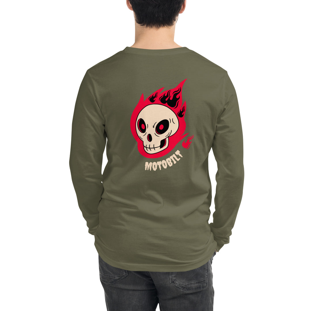 Motobilt Skulls on Fire Long Sleeve Tee - Motobilt